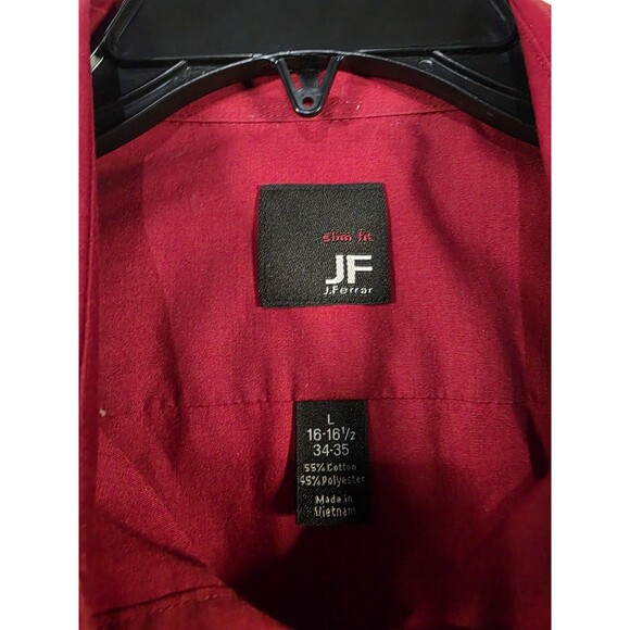 Mens J Ferrar L Red Slim Button up shirt Large 16 - 16 1/2 34-35 - Picture 2 of 3